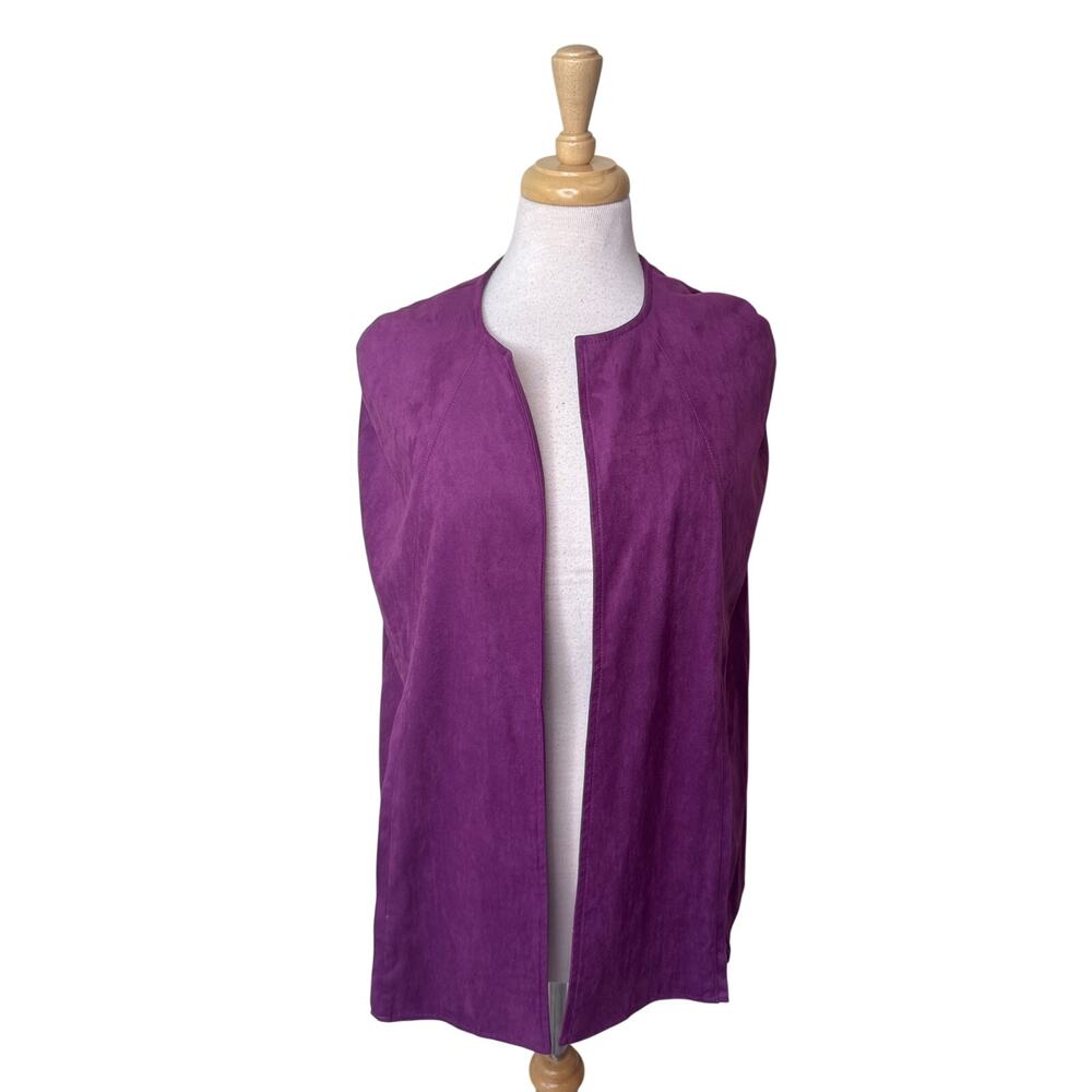 Anthropologie Andersen & Lauth Faux Suede Open Front Poncho One Size Purple